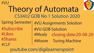 CS402 GDB 1 solution 2020-Spring Semester-VU-Theory of Automata
