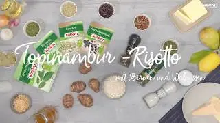 Topinambur Risotto mit Birne, Waln&uuml;ssen und Fenchel-Parmesanbecher