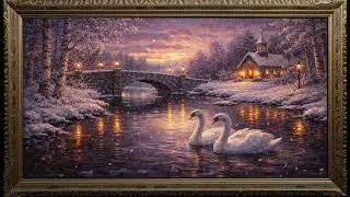 Winter Serenity by the River ❄️🦢 | Luxury Frame TV Art in 4K