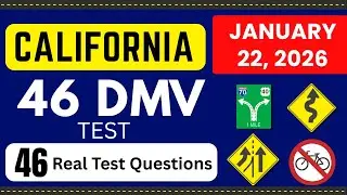 22 January 2026 | Real California DMV Written Test 2026 | 46 Real Test Questions | Car Permit Test
