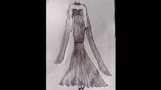 Elegant evening gown dress sketch design step by step watch full sketch video 
