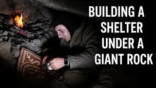 🏕️ #Survival #Bushcraft #PrimitiveShelter Under a Giant Rock &ndash; Wilderness Living & Outdoor Skills 🌲🔥
