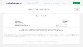Cadastro de t&iacute;tulos do Tesouro Direto em calculadora dedicada a marca&ccedil;&atilde;o a mercado