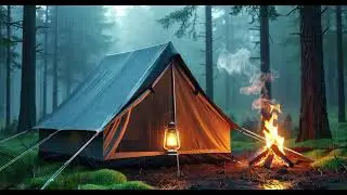 Cozy Rain and Fireplace Crackling Ambience | Sleep and Study relaxation | Scandinavian Forest Camp 