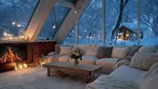 ❄️ Winter Serenity Piano | Warm White Room & Falling Snow | Stress-Free Study