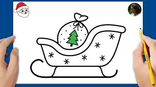 Comment dessiner le tra&icirc;neau du P&egrave;re No&euml;l facile 🛷 | Dessin de No&euml;l facile | Tuto dessin No&euml;l 🎅