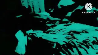 Dinosaur puppet gets grounded in inverted color
