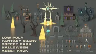 Low Poly Scary Creepy Dark Halloween Asset Pack &mdash; Asset Overview | Cinema 4D | CGTrader 3D Model