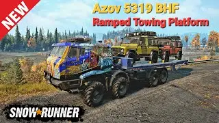 New Azov 5319 BHF Truck With Ramped Towing Platform In SnowRunner