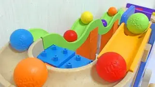 Marble Run Race ☆ 4 Trix Track Wave Slope x Hammer x Big Balls