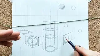 Drawing squares, cubes, circles and spheres in perspective.