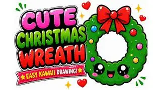 How to Draw a Cute Christmas Wreath &ndash; Easy Kawaii Holiday Drawing Tutorial