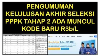 PENGUMUMAN KELULUSAN PPPK TAHAP 2 MUNCUL KODE BARU yaitu R3b/L, APA ARTI KODE INI ? SIMAK DI SINI