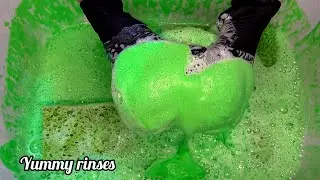Full green, water rinse 💚🤍 Squeezing sponges Asmr