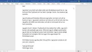 Personligt brev - enkelt exempel