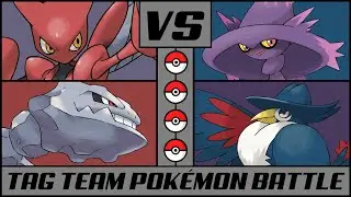 SCIZOR & STEELIX vs MISMAGIUS & HONCHCROW | Tag Team Pokémon Battle [BDSP]