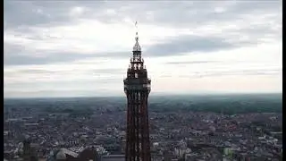 Drone shots of Blackpool Tower, in Blackpool in Lancashire, England UK