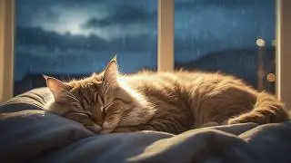 Cat Purring And Rain Sounds | Heavy Rain Sound for Sleeping with Cat Purring | Cat Purring Rain