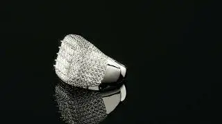 HIP-HOP Bust Down Ring Mens Solid 925 Silver Baguette CZ Pinky