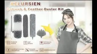 Microfiber Duster with Extension Pole 30-100 Inches - 5PCS Dusters for Cleaning High Ceiling Fans
