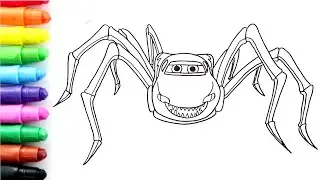 How To Draw LIGHTNING McQUEEN SPIDER EATER Easy | Step by Step