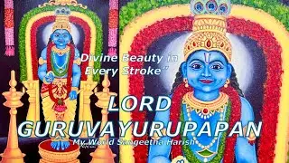 Guruvayurappan Acrylic Painting  | Lord Krishna Painting on Canvas | Sree Krishna Drawing Unnikannan
