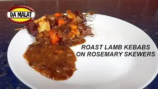 Roast Lamb Kebabs on Rosemary Skewers with a rich lamb and Onion Gravy | Great Sunday Dinner Recipe