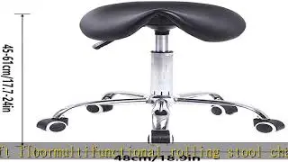 KKTONER Rolling Saddle Stool PU Leather Swivel Adjustable Rolling Stool with Wheels Salon Chair