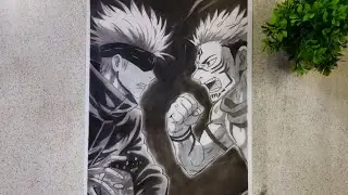 How to draw gojo vs sukuna realistic Art (with pencil sketch)  animal...