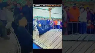 Others Struggle on the Swinging Bridge&hellip; But He Flys🌀 Best Parkour Aura Edit 2025 #shorts