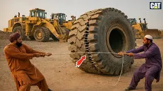 Unbelievable Caterpillar Tire Repair 😱 | Blasted Giant CAT Tire Stitched by Master Mechanic