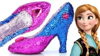 DIY Frozen Anna Super Glitter Play Doh High Heels Disney princess Sparkle Play Doh Shoes Mighty Toys