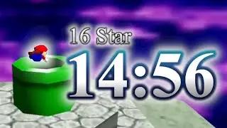 Super Mario 64 16 star 14:56.06 Speedrun