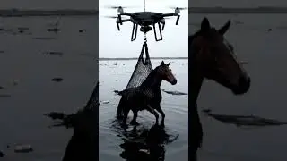 Drone Lifts Horse From Polluted Waters #drone #future #rescue #tech #surreal #vfx