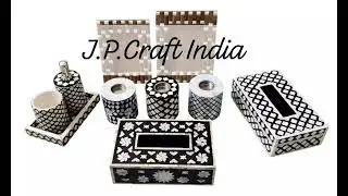 Handmade Bone Inlay Home Decor Tissue Box Dispenser Brush Holder Picture Frame Serving Tray (Family)