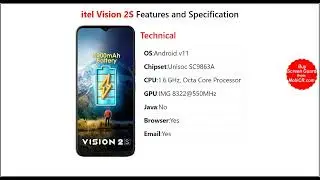 Itel Vision 2S Features and Specifications | MobiCR.com 🔥