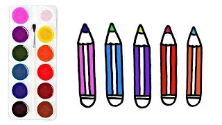 Colorful Pencils Coloring Pages | How to Color Pencil, Learn Colors for Kids