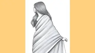 How to draw a Girl wearing saree-Hide face/Girl drawing/Pencil Drawing for beginners/Easy Drawing