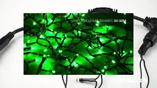 Гирлянда светодиодный занавес 2x1 м., 200 LED, зеленый, без мерцания, черный провод. 04-3284