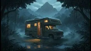 Driving Through Rainy Jungle Roads  | ghibli style ambience #ghiblistudio  #ghibliasmr #ghiblivideo