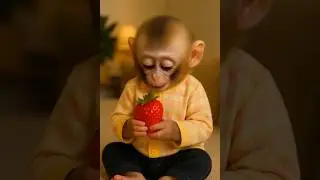 monkey eating strawberry 🍓