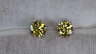 Yellow Moissanite Diamond Ear Studs | yellow lab diamond ear studs, moissanite diamond ear studs