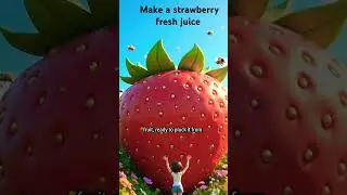 Make strawberry fresh juice with small tiny children# children cartoon#cartoonmakejuice