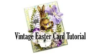 Vintage Rabbit Easter Greeting Card Polly's Paper Studio BoBunny Really Reasonable Ribbon Tutorial
