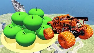 Open Bridge Crashes over Giant Apples - Beamng Drive | TornMetal
