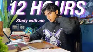 12 HOURS LIVE🛑 Study With Me📚  | Cozy Ambience🌧️ | 90/10 Pomodoro⏳| Deep Work Mode🔐