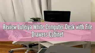 Review Lufeiya White Computer Desk with File Drawers Cabinet, 55 Inch Home Office Desk with Monitor