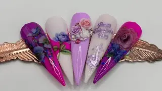 Дизайн ко Дню святого Валентина в фиолетово-розовых тонах #ногти #гельлак #маникюрнаяманьячка