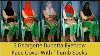 Five Georgette Dupatta Eyebrow Face Cover /With / Thumb Socks
