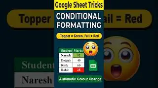 Conditional Formatting in Google Sheets 🔥| Easy Tutorial Hindi #shorts